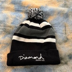 Diamond Supply Co. big boy to adults sized Striped Black and Gray Beanie New